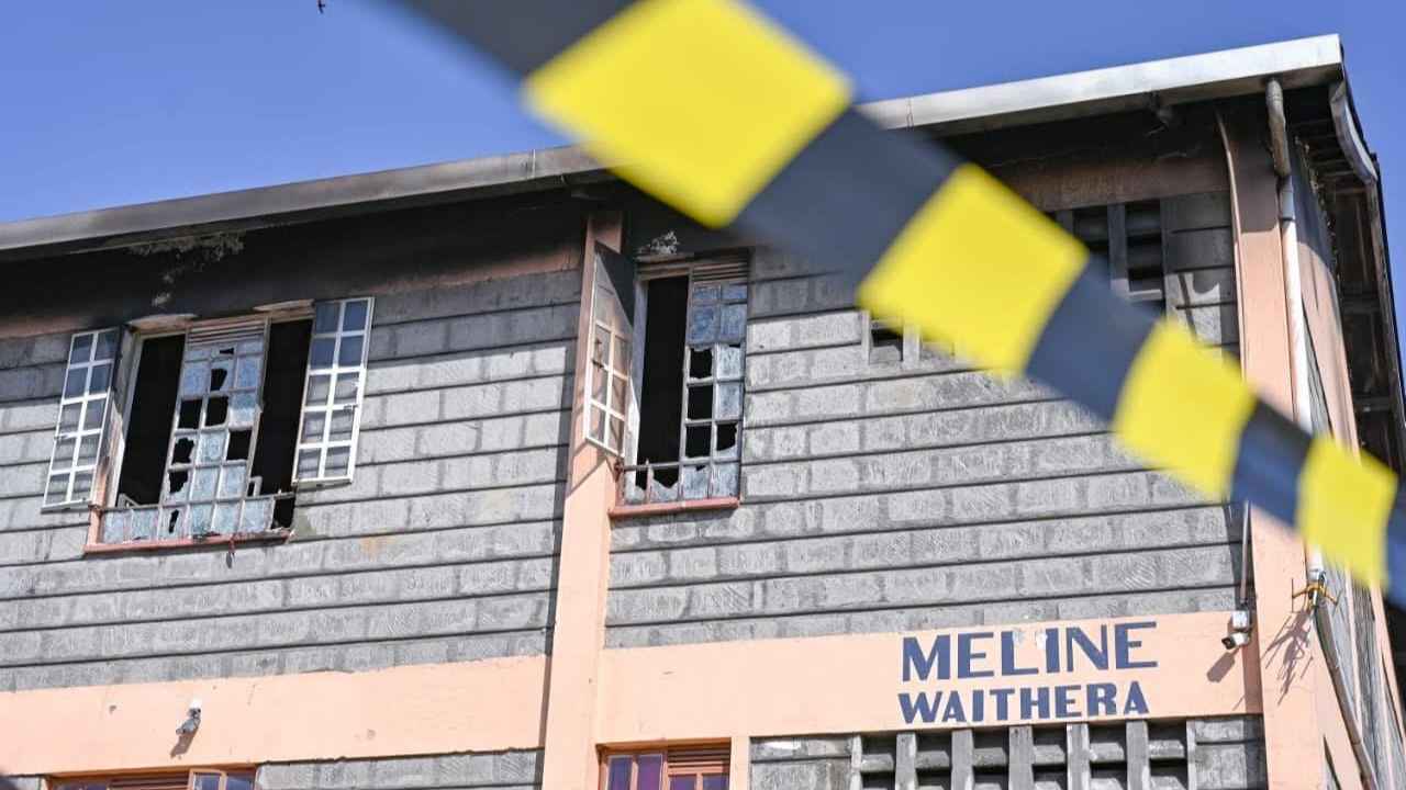File image of the burned dormitory, Meline Waithera, at Utumishi Girls' Senior School